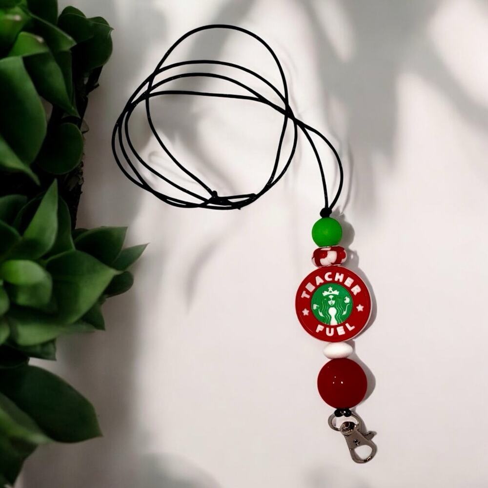 Teacher fuel Handmade Beaded Lanyard – Stylish & Functional!